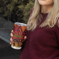 New Zealand Rangatira Custom Tumbler Cup Red and Gold Niho Taniwha Maori Tribal