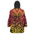 New Zealand Rangatira Custom Wearable Blanket Hoodie Red and Gold Niho Taniwha Maori Tribal