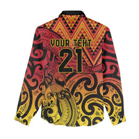 New Zealand Rangatira Custom Women Casual Shirt Red and Gold Niho Taniwha Maori Tribal LT9 - Polynesian Pride