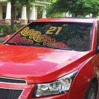 New Zealand Rugby Pacific Custom Auto Sun Shade Rangatira Maori Kowhaiwhai Pattern LT9 - Polynesian Pride