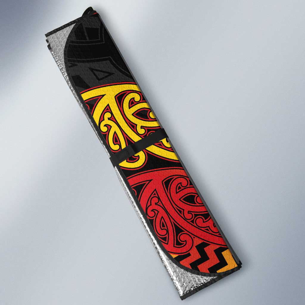 New Zealand Rugby Pacific Custom Auto Sun Shade Rangatira Maori Kowhaiwhai Pattern LT9 - Polynesian Pride