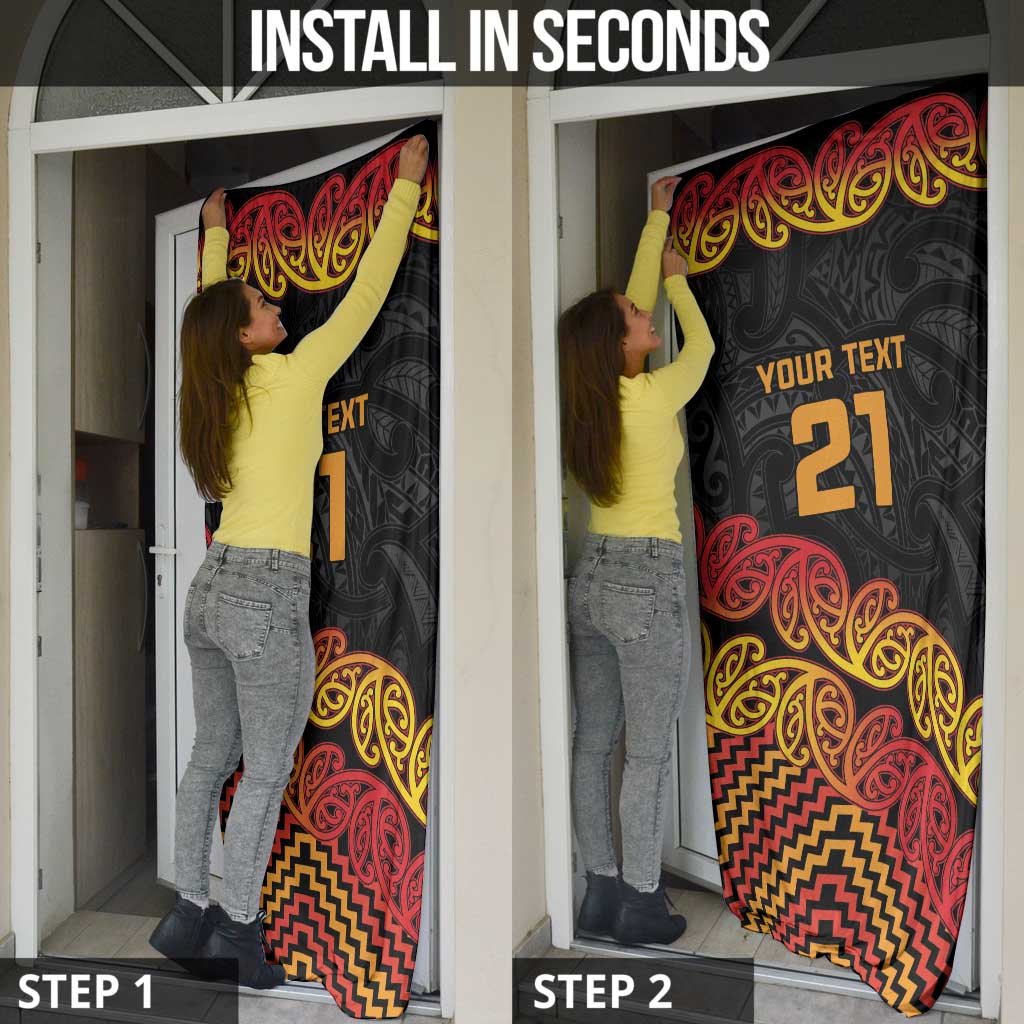 New Zealand Rugby Pacific Custom Door Cover Rangatira Maori Kowhaiwhai Pattern LT9 - Polynesian Pride