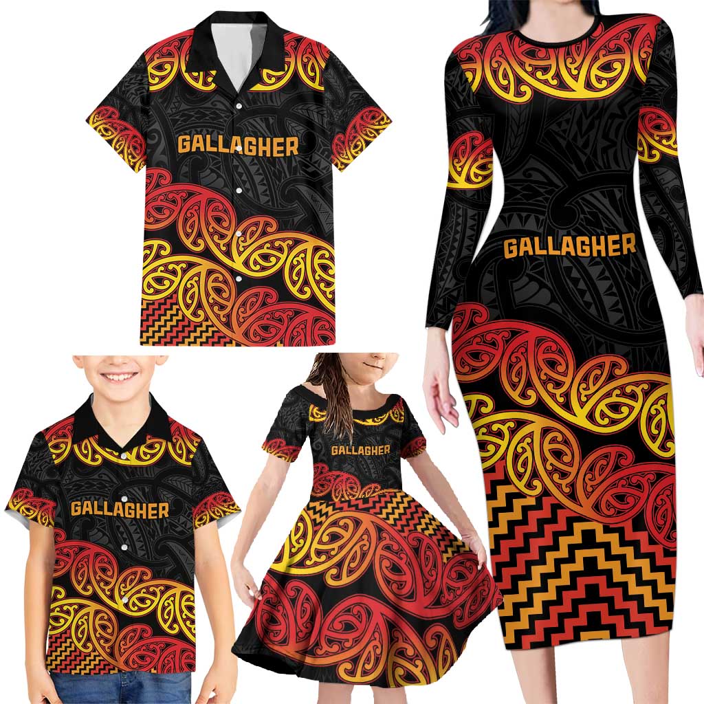 New Zealand Rugby Pacific Custom Family Matching Long Sleeve Bodycon Dress and Hawaiian Shirt Rangatira Maori Kowhaiwhai Pattern LT9 - Polynesian Pride