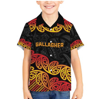 New Zealand Rugby Pacific Custom Family Matching Mermaid Dress and Hawaiian Shirt Rangatira Maori Kowhaiwhai Pattern LT9 Son's Shirt Gold - Polynesian Pride