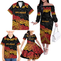 New Zealand Rugby Pacific Custom Family Matching Off The Shoulder Long Sleeve Dress and Hawaiian Shirt Rangatira Maori Kowhaiwhai Pattern LT9 - Polynesian Pride