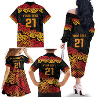New Zealand Rugby Pacific Custom Family Matching Off The Shoulder Long Sleeve Dress and Hawaiian Shirt Rangatira Maori Kowhaiwhai Pattern LT9 - Polynesian Pride
