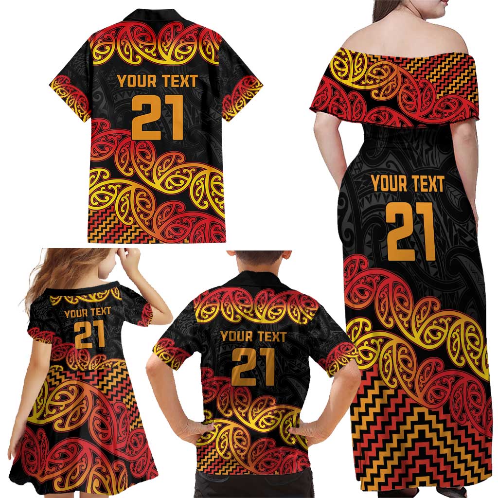 New Zealand Rugby Pacific Custom Family Matching Off Shoulder Maxi Dress and Hawaiian Shirt Rangatira Maori Kowhaiwhai Pattern LT9 - Polynesian Pride