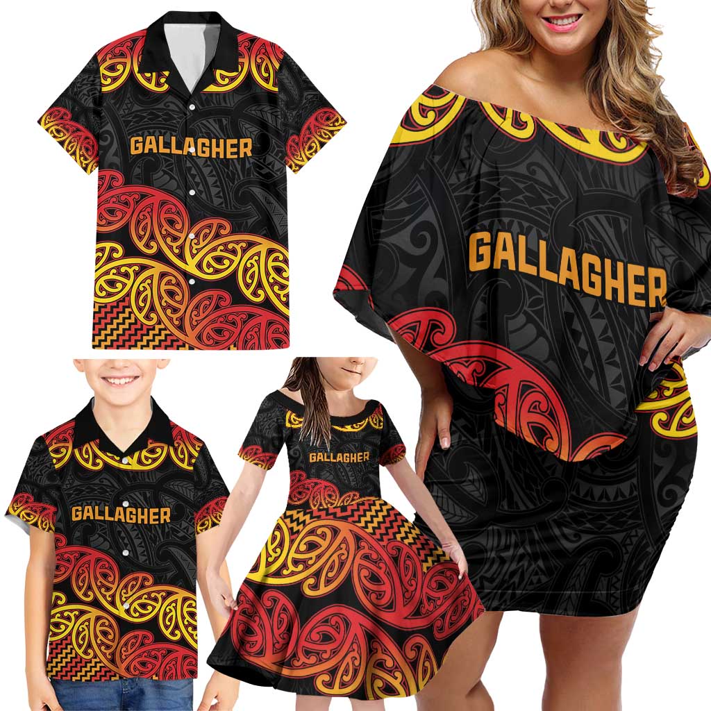 New Zealand Rugby Pacific Custom Family Matching Off Shoulder Short Dress and Hawaiian Shirt Rangatira Maori Kowhaiwhai Pattern LT9 - Polynesian Pride