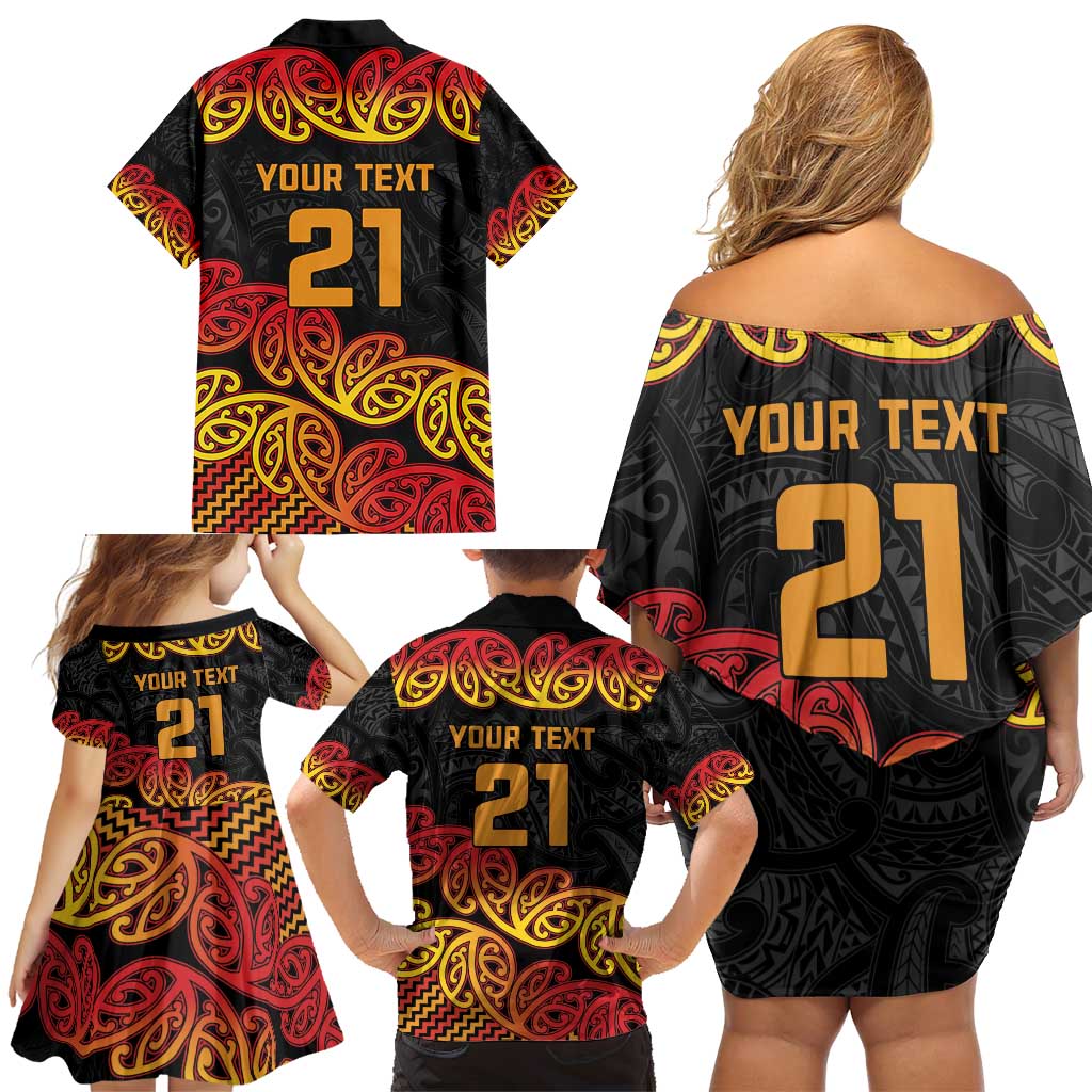New Zealand Rugby Pacific Custom Family Matching Off Shoulder Short Dress and Hawaiian Shirt Rangatira Maori Kowhaiwhai Pattern LT9 - Polynesian Pride