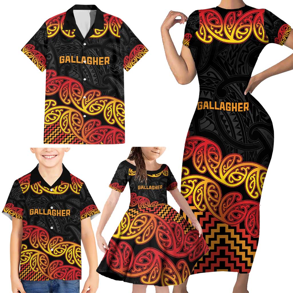 New Zealand Rugby Pacific Custom Family Matching Short Sleeve Bodycon Dress and Hawaiian Shirt Rangatira Maori Kowhaiwhai Pattern LT9 - Polynesian Pride