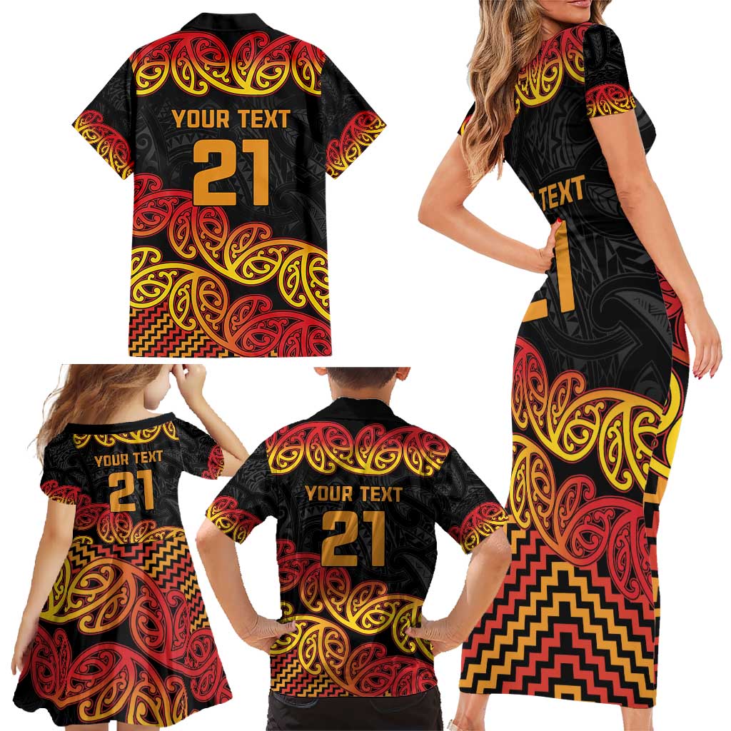 New Zealand Rugby Pacific Custom Family Matching Short Sleeve Bodycon Dress and Hawaiian Shirt Rangatira Maori Kowhaiwhai Pattern LT9 - Polynesian Pride