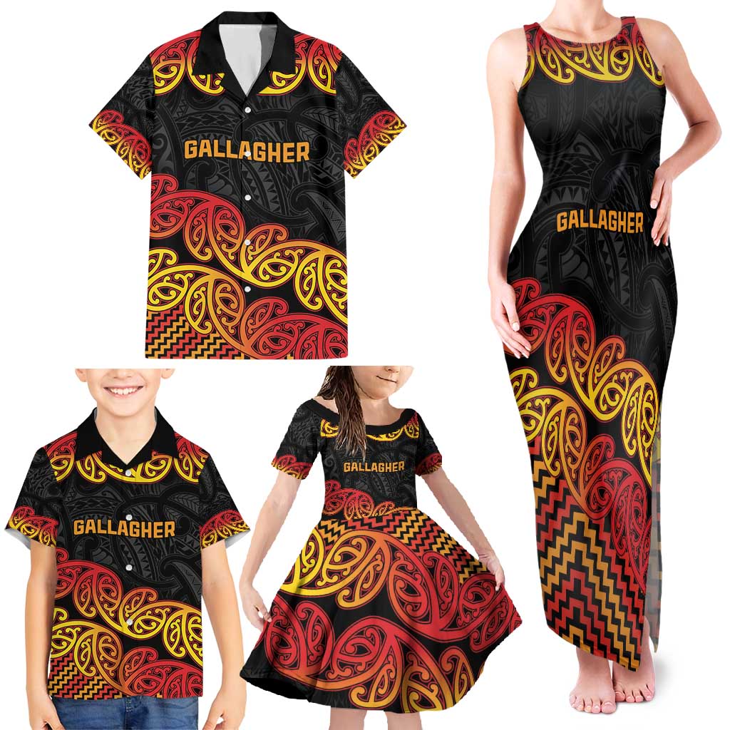 New Zealand Rugby Pacific Custom Family Matching Tank Maxi Dress and Hawaiian Shirt Rangatira Maori Kowhaiwhai Pattern LT9 - Polynesian Pride