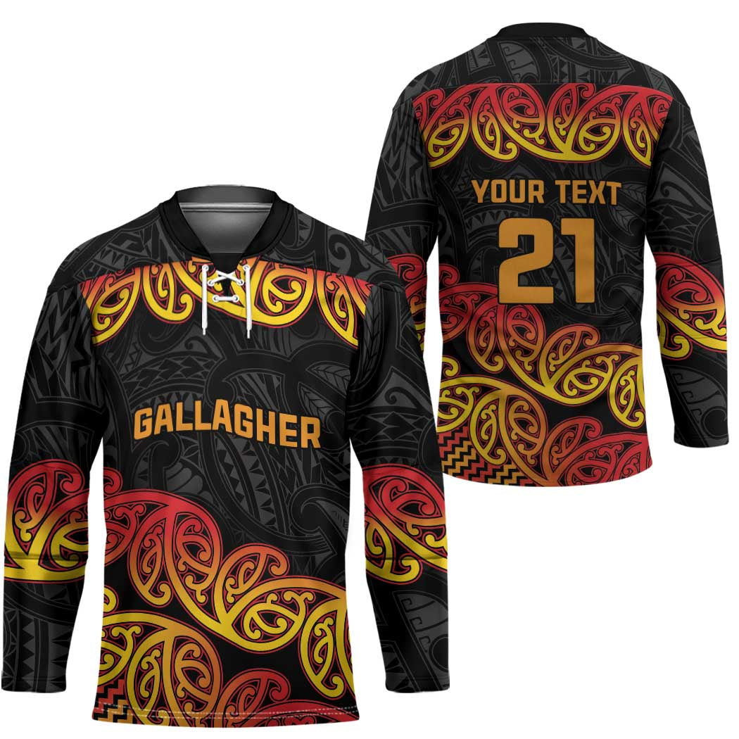 New Zealand Rugby Pacific Custom Hockey Jersey Rangatira Maori Kowhaiwhai Pattern - Polynesian Pride