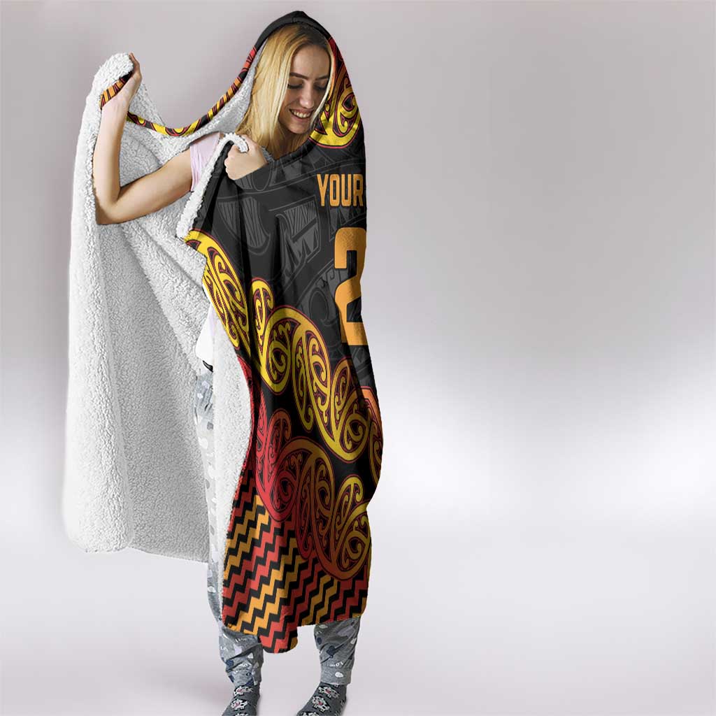 New Zealand Rugby Pacific Custom Hooded Blanket Rangatira Maori Kowhaiwhai Pattern
