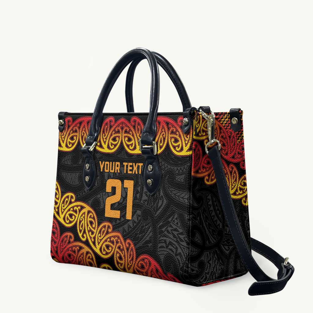 New Zealand Rugby Pacific Custom Leather Bag Rangatira Maori Kowhaiwhai Pattern - Polynesian Pride