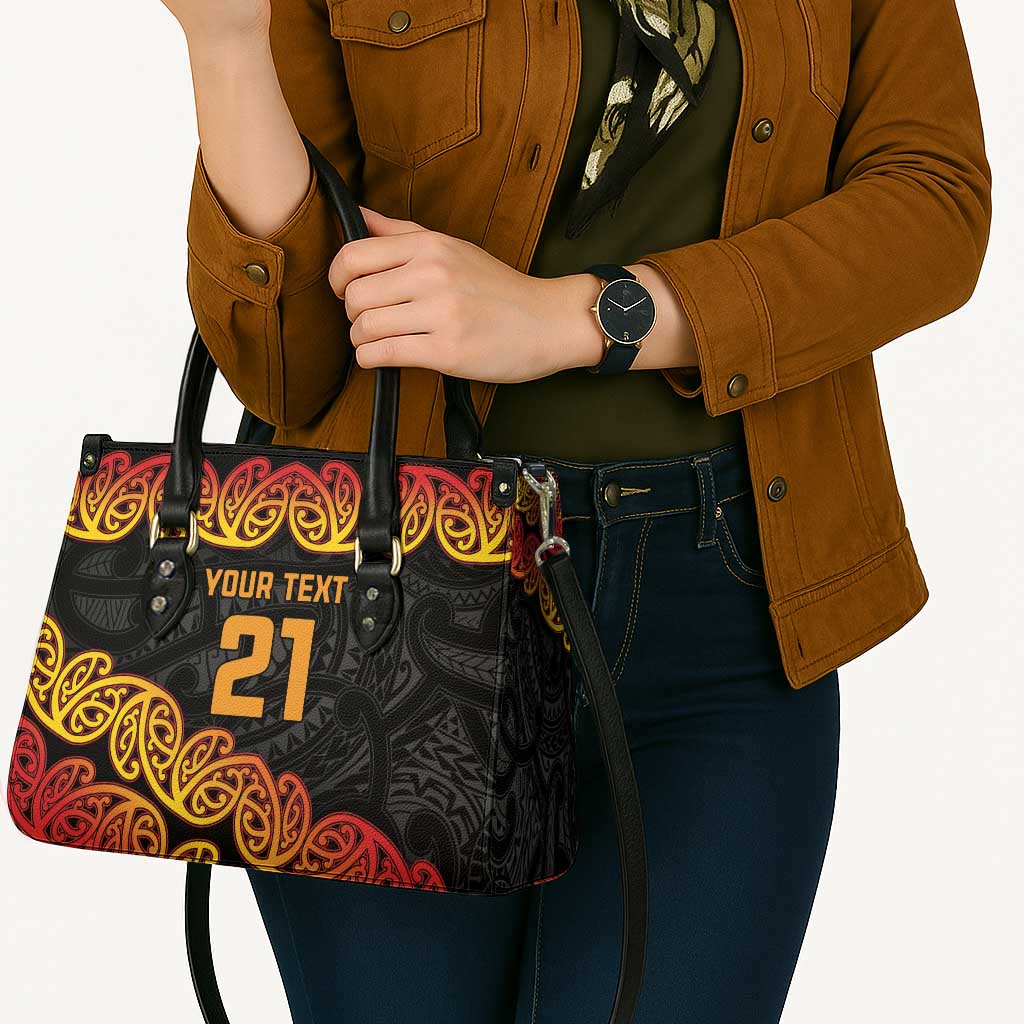 New Zealand Rugby Pacific Custom Leather Bag Rangatira Maori Kowhaiwhai Pattern - Polynesian Pride
