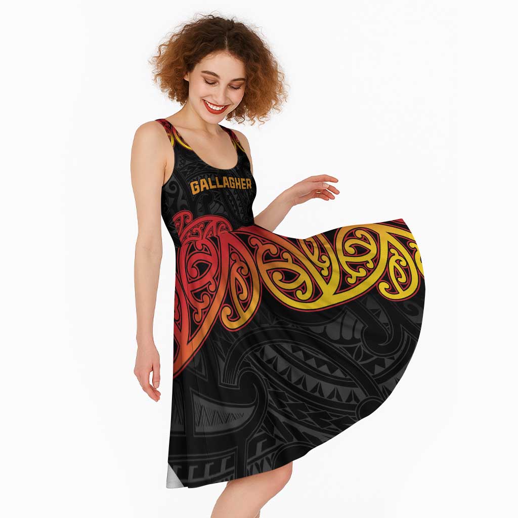 New Zealand Rugby Pacific Custom Midi Dress Rangatira Maori Kowhaiwhai Pattern - Polynesian Pride