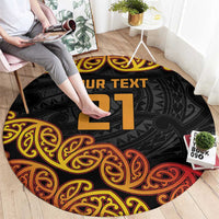New Zealand Rugby Pacific Custom Round Carpet Rangatira Maori Kowhaiwhai Pattern LT9 - Polynesian Pride