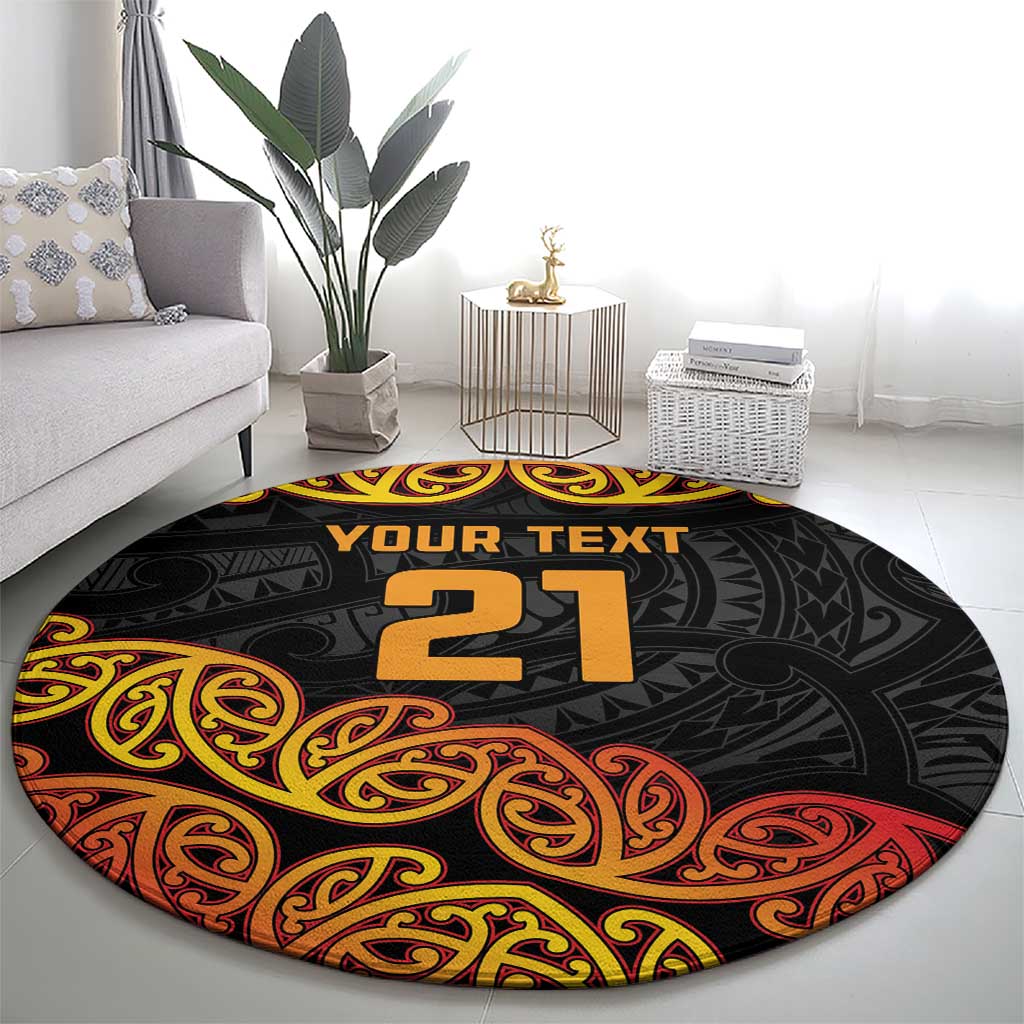 New Zealand Rugby Pacific Custom Round Carpet Rangatira Maori Kowhaiwhai Pattern LT9 - Polynesian Pride