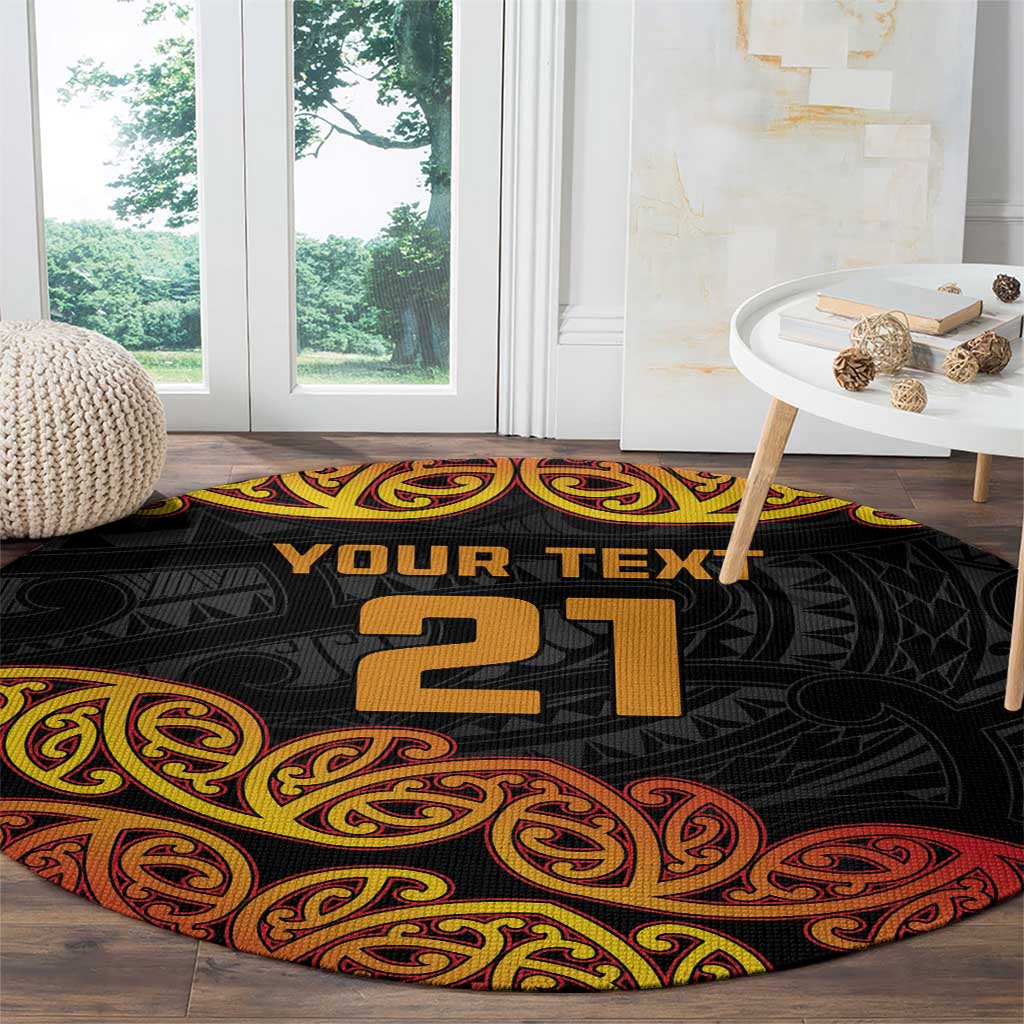 New Zealand Rugby Pacific Custom Round Carpet Rangatira Maori Kowhaiwhai Pattern LT9 - Polynesian Pride