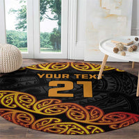 New Zealand Rugby Pacific Custom Round Carpet Rangatira Maori Kowhaiwhai Pattern LT9 - Polynesian Pride
