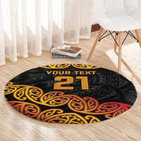 New Zealand Rugby Pacific Custom Round Carpet Rangatira Maori Kowhaiwhai Pattern LT9 - Polynesian Pride