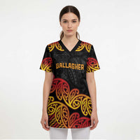 New Zealand Rugby Pacific Custom Scrub Top Rangatira Maori Kowhaiwhai Pattern - Polynesian Pride