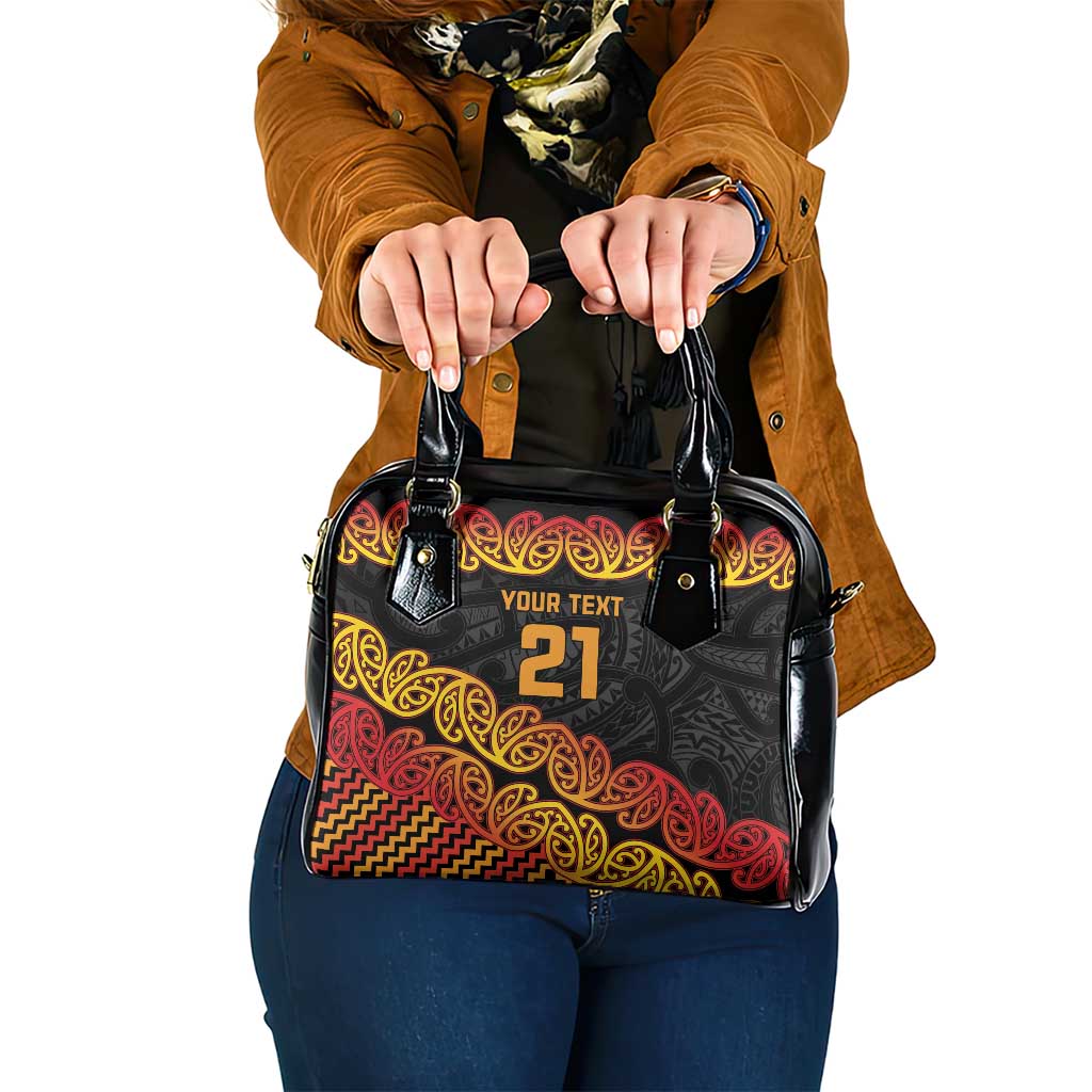 New Zealand Rugby Pacific Custom Shoulder Handbag Rangatira Maori Kowhaiwhai Pattern LT9 One Size Gold - Polynesian Pride