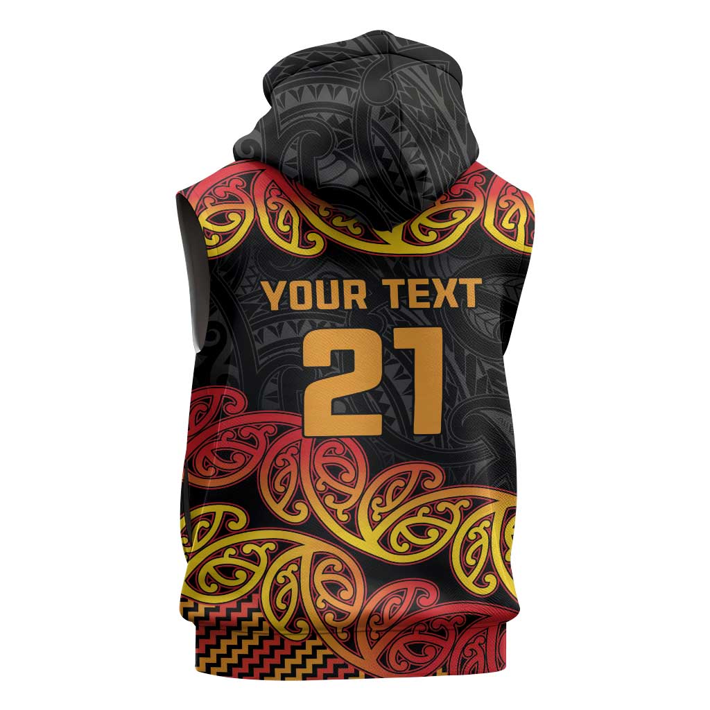 New Zealand Rugby Pacific Custom Sleeveless Zip Hoodie Rangatira Maori Kowhaiwhai Pattern - Polynesian Pride
