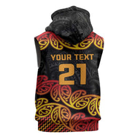 New Zealand Rugby Pacific Custom Sleeveless Zip Hoodie Rangatira Maori Kowhaiwhai Pattern - Polynesian Pride