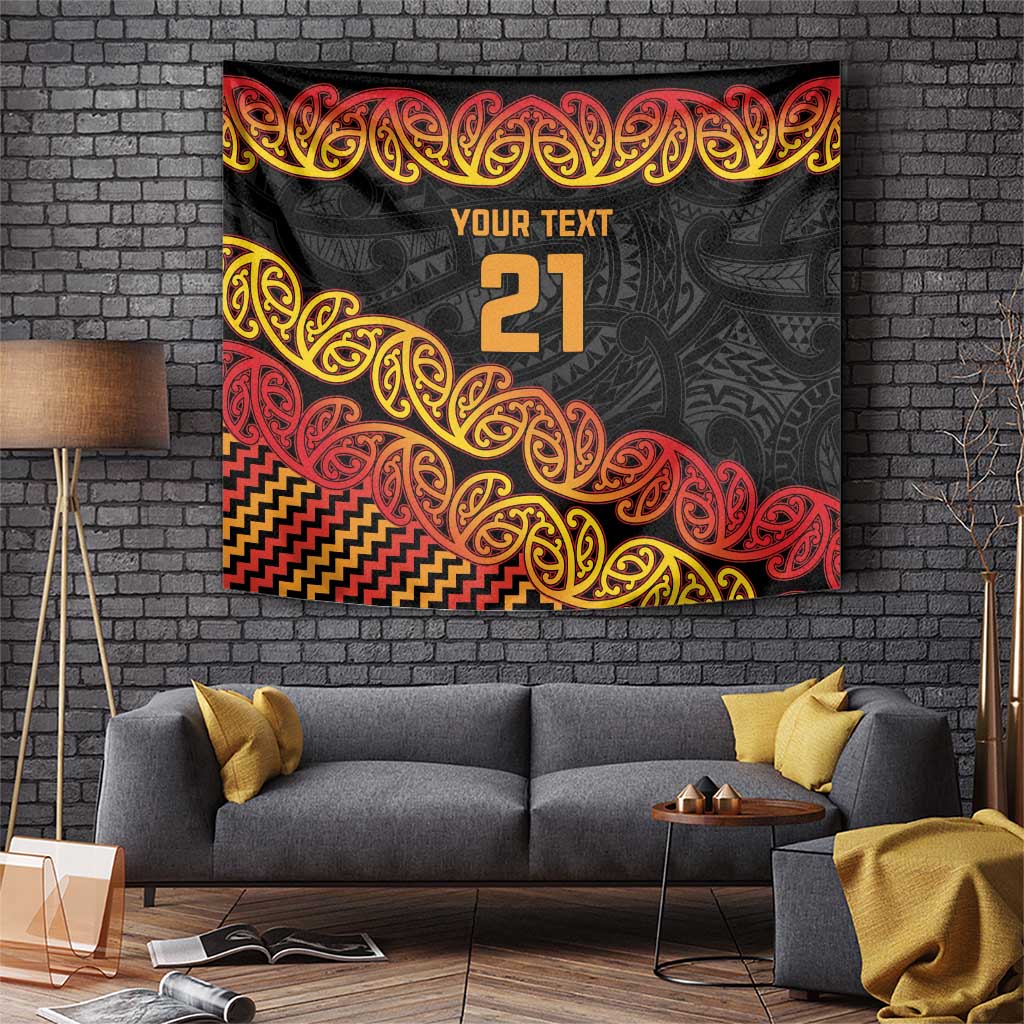 New Zealand Rugby Pacific Custom Tapestry Rangatira Maori Kowhaiwhai Pattern LT9 Gold - Polynesian Pride
