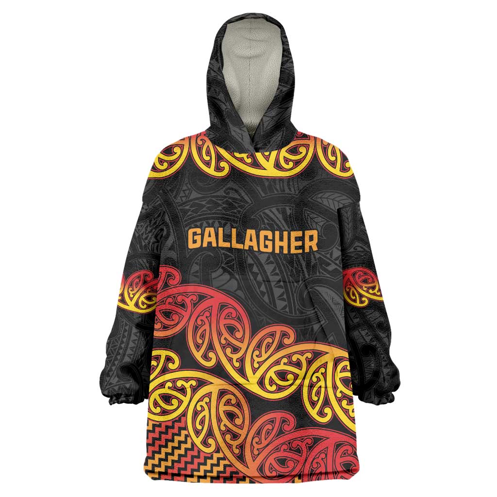 New Zealand Rugby Pacific Custom Wearable Blanket Hoodie Rangatira Maori Kowhaiwhai Pattern
