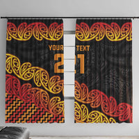 New Zealand Rugby Pacific Custom Window Curtain Rangatira Maori Kowhaiwhai Pattern LT9 With Hooks Gold - Polynesian Pride