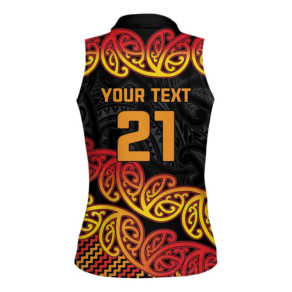 New Zealand Rugby Pacific Custom Women Sleeveless Polo Shirt Rangatira Maori Kowhaiwhai Pattern
