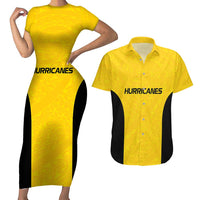 New Zealand Rugby Pacific Custom Couples Matching Short Sleeve Bodycon Dress and Hawaiian Shirt Hau Awhiowhio Maori Tribal Tattoo LT9 Gold - Polynesian Pride