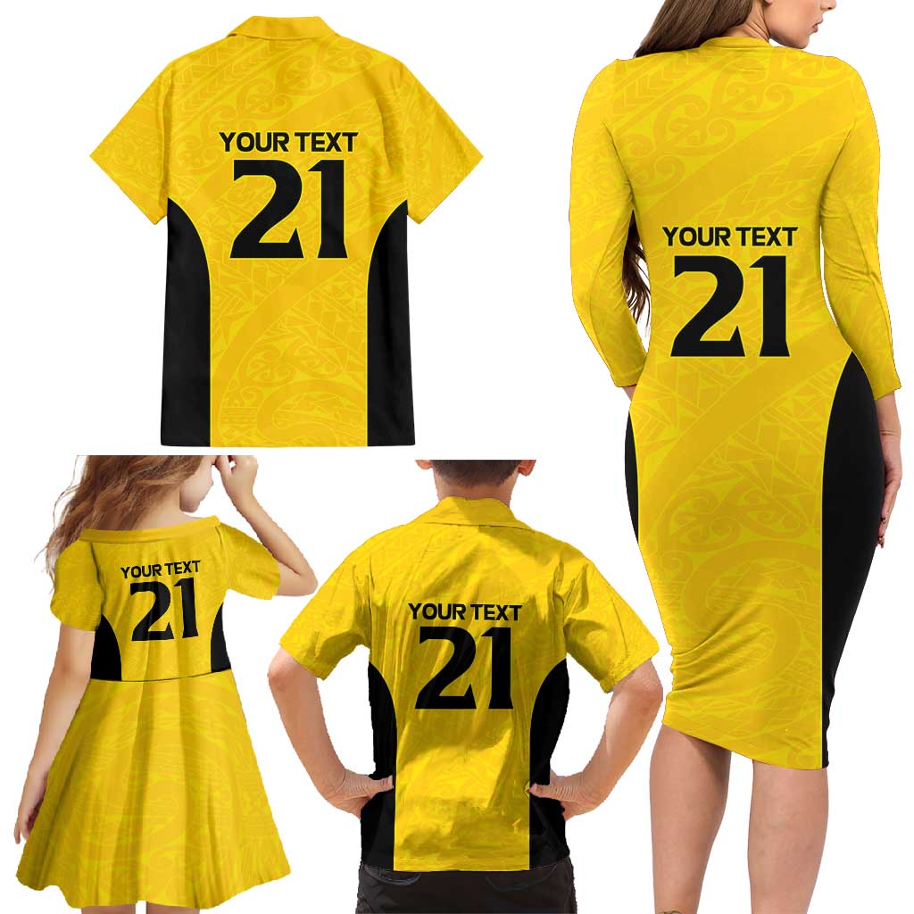 New Zealand Rugby Pacific Custom Family Matching Long Sleeve Bodycon Dress and Hawaiian Shirt Hau Awhiowhio Maori Tribal Tattoo LT9 - Polynesian Pride