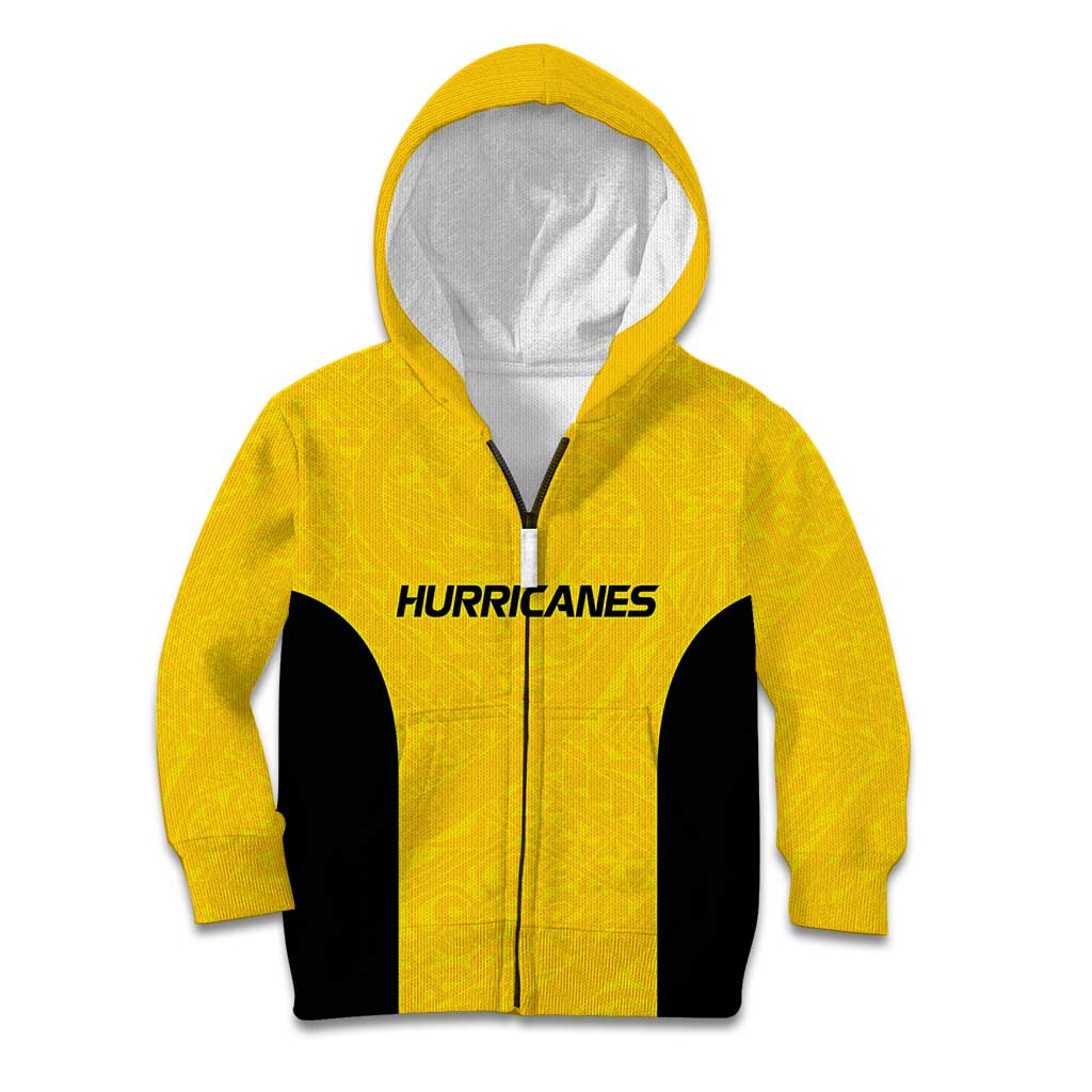 New Zealand Rugby Pacific Custom Kid Hoodie Hau Awhiowhio Maori Tribal Tattoo LT9 Zip Hoodie Gold - Polynesian Pride