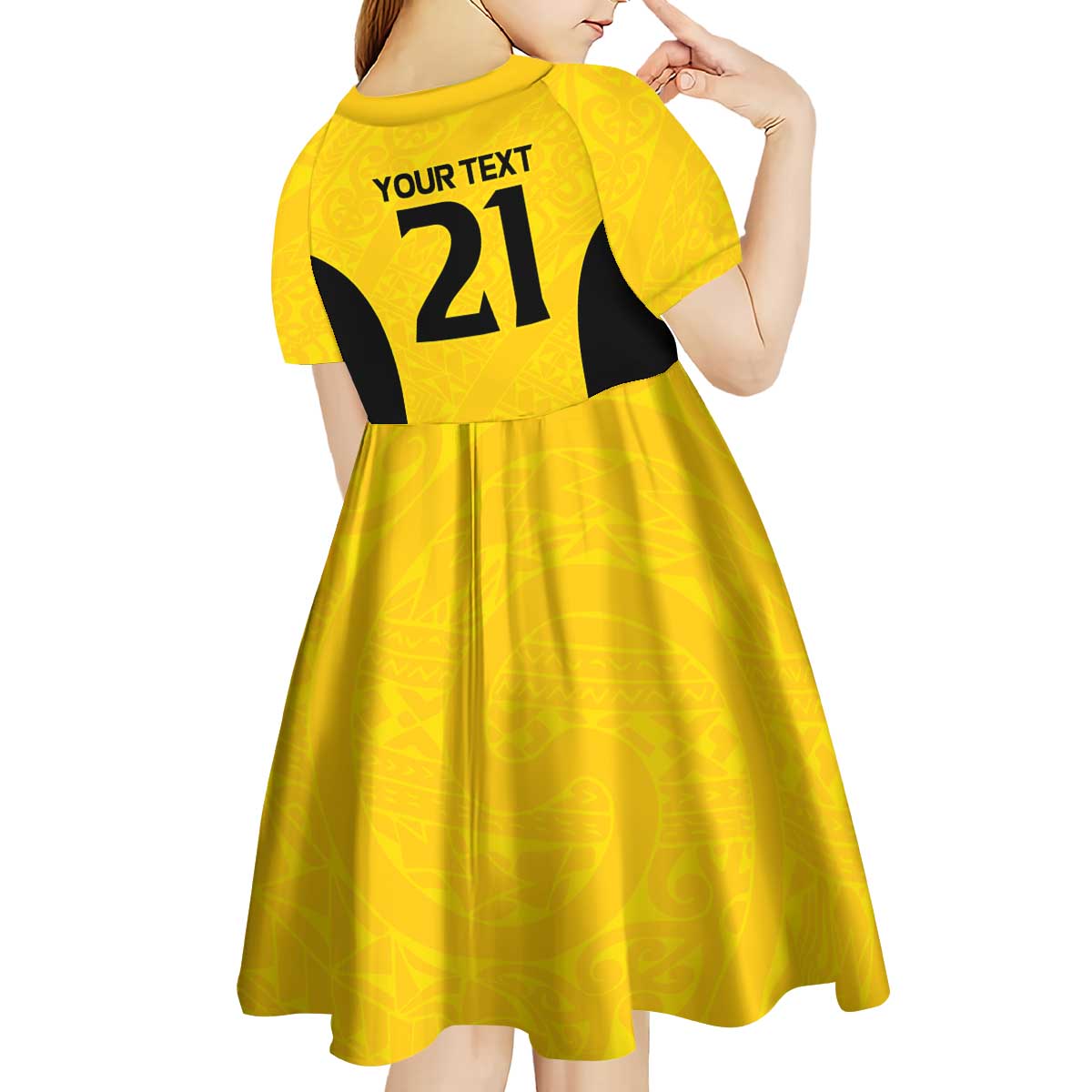 New Zealand Rugby Pacific Custom Kid Short Sleeve Dress Hau Awhiowhio Maori Tribal Tattoo LT9 - Polynesian Pride