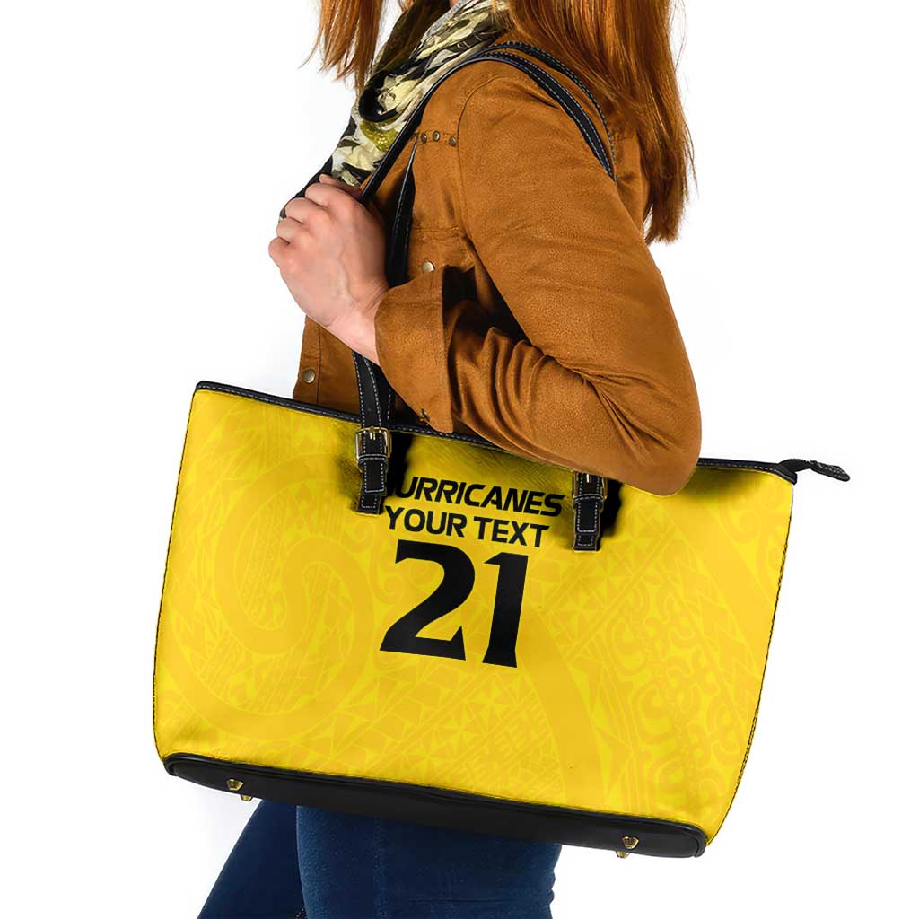 New Zealand Rugby Pacific Custom Leather Tote Bag Hau Awhiowhio Maori Tribal Tattoo LT9 Gold - Polynesian Pride