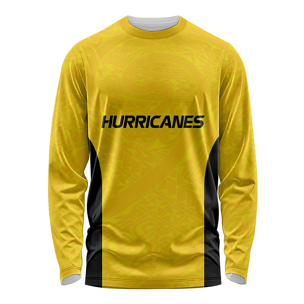 New Zealand Rugby Pacific Custom Long Sleeve Shirt Hau Awhiowhio Maori Tribal Tattoo LT9 Unisex Gold - Polynesian Pride