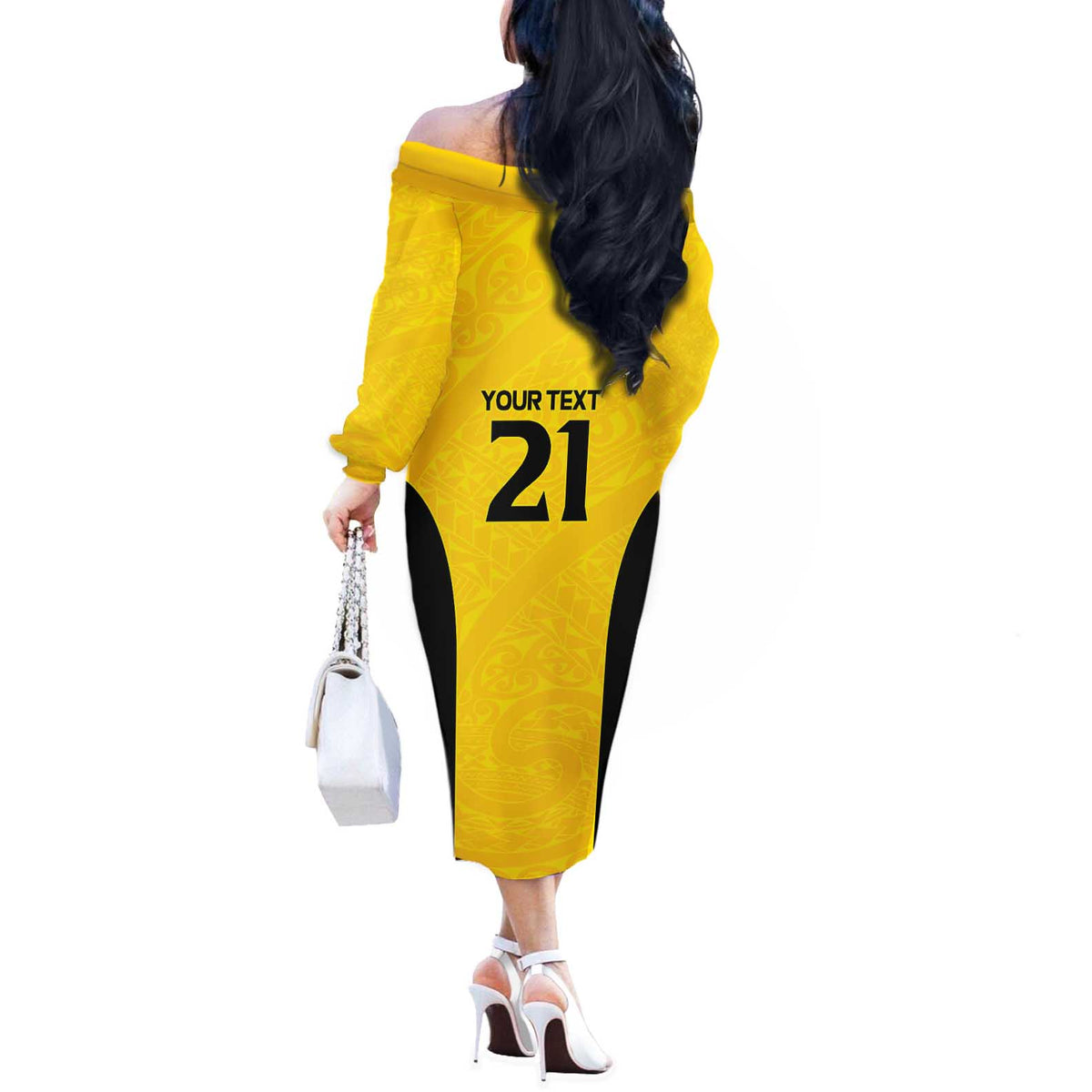 New Zealand Rugby Pacific Custom Off The Shoulder Long Sleeve Dress Hau Awhiowhio Maori Tribal Tattoo LT9 - Polynesian Pride