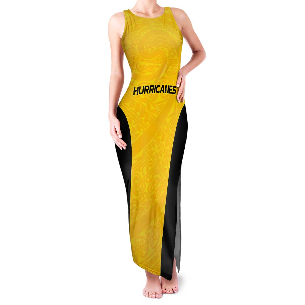 New Zealand Rugby Pacific Custom Tank Maxi Dress Hau Awhiowhio Maori Tribal Tattoo LT9 Women Gold - Polynesian Pride