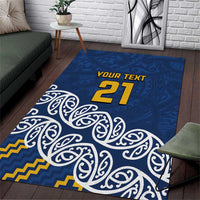 New Zealand Rugby Pacific Custom Area Rug Kahupeka Maori Kowhaiwhai Pattern LT9 Blue - Polynesian Pride