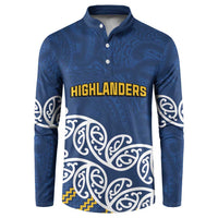 New Zealand Rugby Pacific Custom Button Sweatshirt Kahupeka Maori Kowhaiwhai Pattern LT9 Blue - Polynesian Pride
