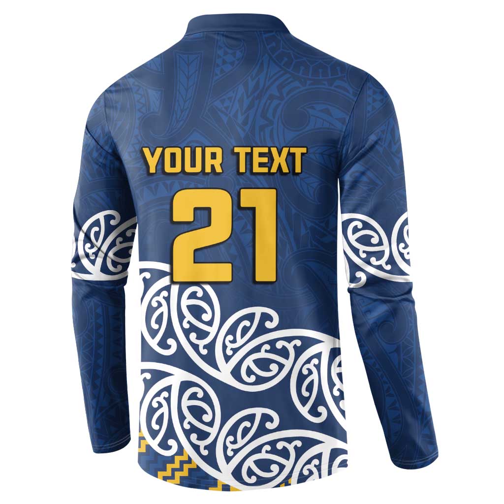 New Zealand Rugby Pacific Custom Button Sweatshirt Kahupeka Maori Kowhaiwhai Pattern LT9 - Polynesian Pride