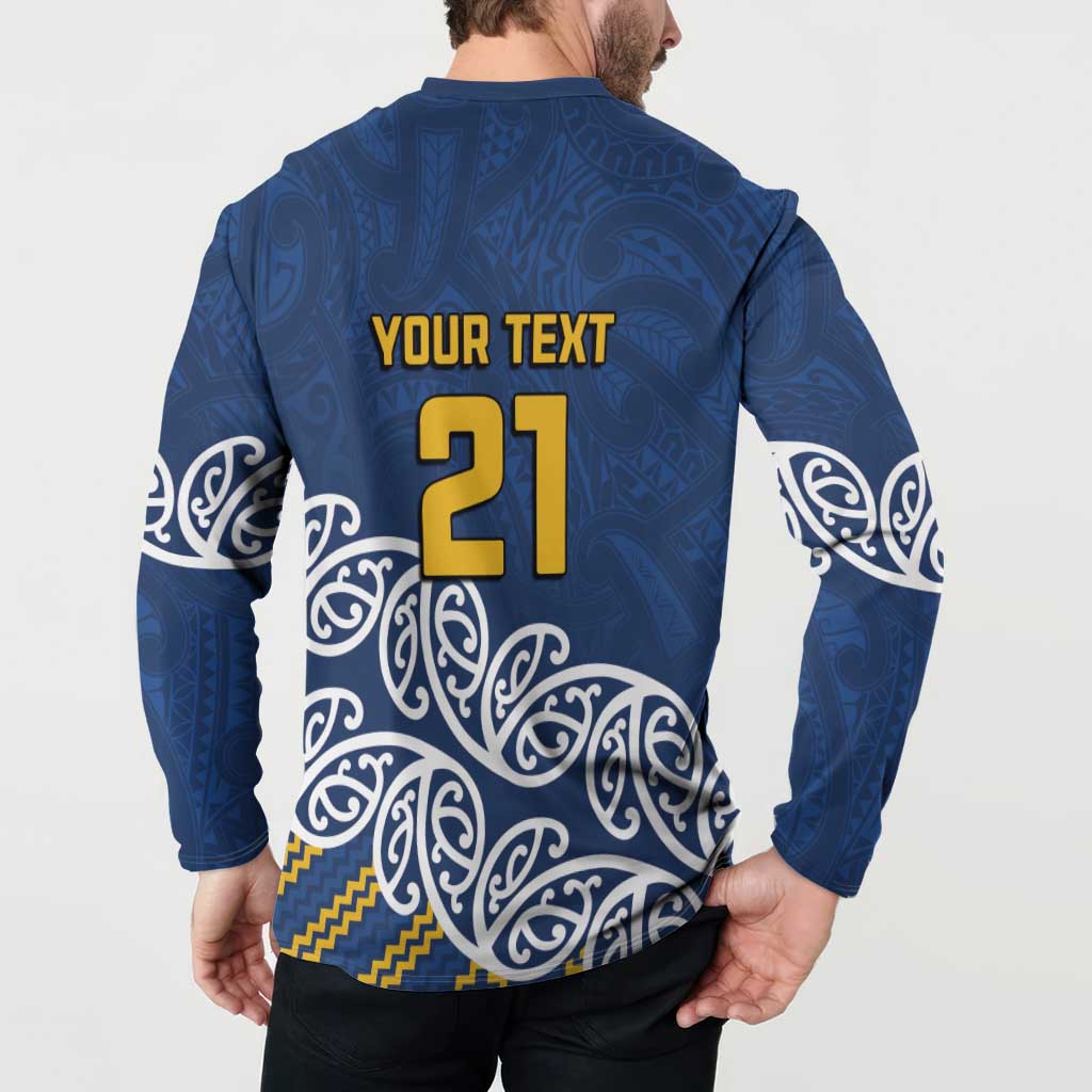 New Zealand Rugby Pacific Custom Button Sweatshirt Kahupeka Maori Kowhaiwhai Pattern LT9 - Polynesian Pride