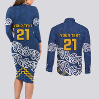 New Zealand Rugby Pacific Custom Couples Matching Long Sleeve Bodycon Dress and Long Sleeve Button Shirt Kahupeka Maori Kowhaiwhai Pattern LT9 - Polynesian Pride
