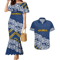 New Zealand Rugby Pacific Custom Couples Matching Mermaid Dress and Hawaiian Shirt Kahupeka Maori Kowhaiwhai Pattern LT9 Blue - Polynesian Pride