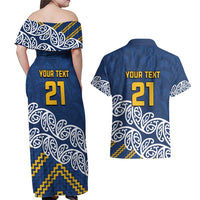 New Zealand Rugby Pacific Custom Couples Matching Off Shoulder Maxi Dress and Hawaiian Shirt Kahupeka Maori Kowhaiwhai Pattern LT9 - Polynesian Pride