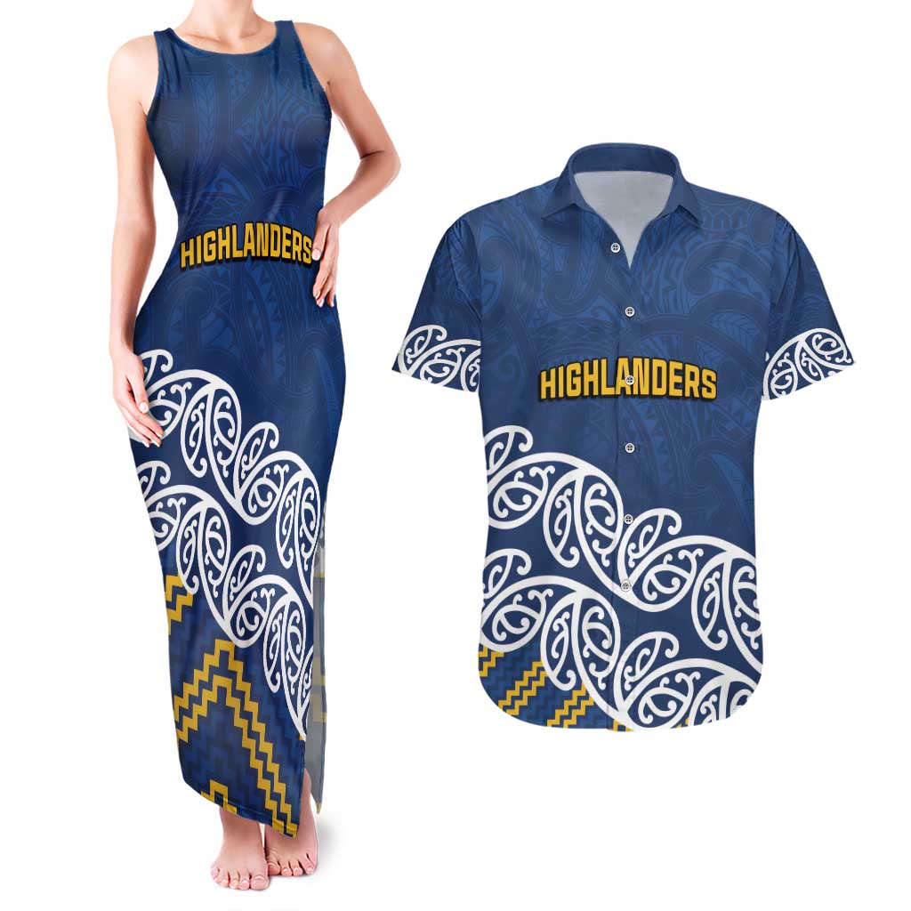 New Zealand Rugby Pacific Custom Couples Matching Tank Maxi Dress and Hawaiian Shirt Kahupeka Maori Kowhaiwhai Pattern LT9 Blue - Polynesian Pride